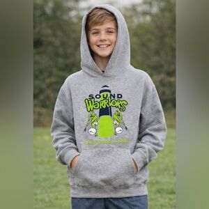 C2 Sport Youth M Gray Fleece Hoodie Sound Warriors Lacrosse Club